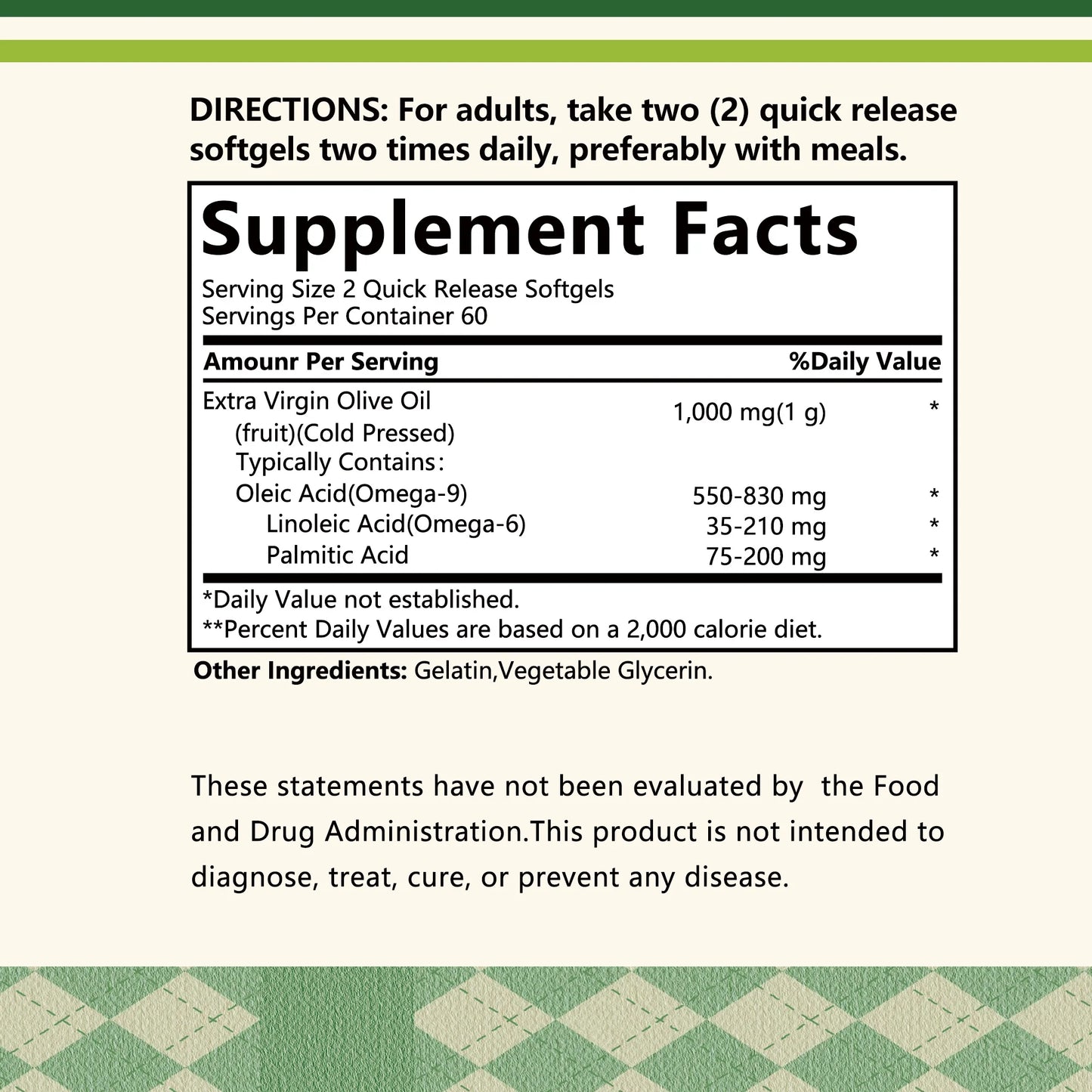 Olive Oil Capsules 1000mg - Supports Heart, Cardiovascular Health, Promotes Blood Circulation, Antioxidant - 120 Capsules