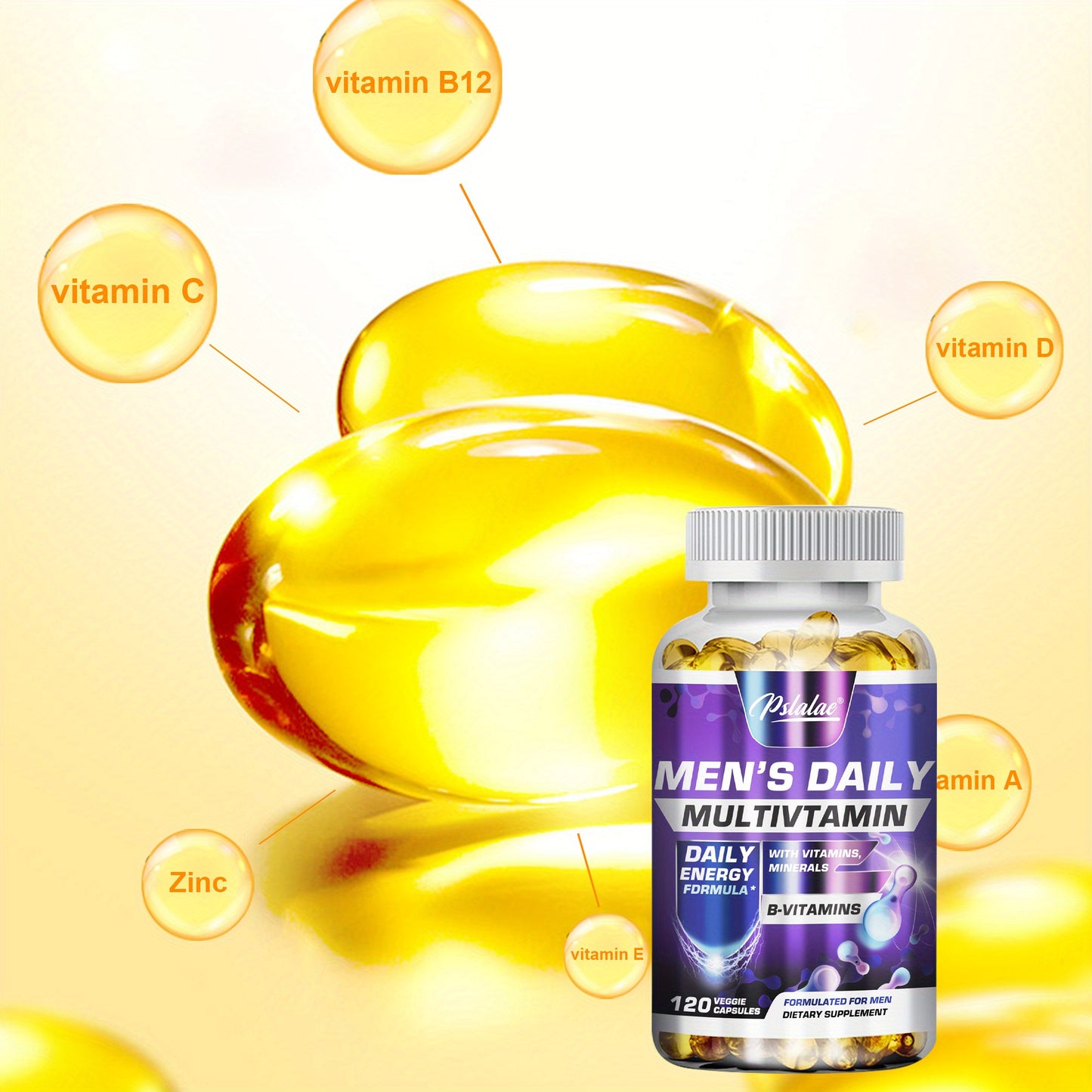 Men's Daily Multivitamin - Contains Vitamins, Minerals, Prostate Support, Energy and Strength - 120 Capsules - For Men - Daily Supplement for Overall Health - Great Gift for Dad