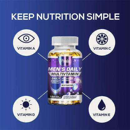 Men's Daily Multivitamin - Contains Vitamins, Minerals, Prostate Support, Energy and Strength - 120 Capsules - For Men - Daily Supplement for Overall Health - Great Gift for Dad