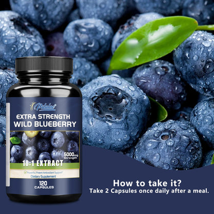 Wild Blueberry Capsules - Good for Brain and Cardiovascular Health, Protects Vision, Antioxidant - 120 Capsules