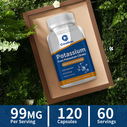 Potassium Citrate - Relieves Leg Cramps, Muscle, Bone and Heart Health - 120 Capsules