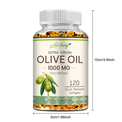 Olive Oil Capsules 1000mg - Supports Heart, Cardiovascular Health, Promotes Blood Circulation, Antioxidant - 120 Capsules