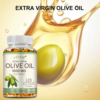 Olive Oil Capsules 1000mg - Supports Heart, Cardiovascular Health, Promotes Blood Circulation, Antioxidant - 120 Capsules