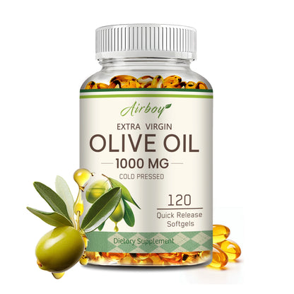 Olive Oil Capsules 1000mg - Supports Heart, Cardiovascular Health, Promotes Blood Circulation, Antioxidant - 120 Capsules